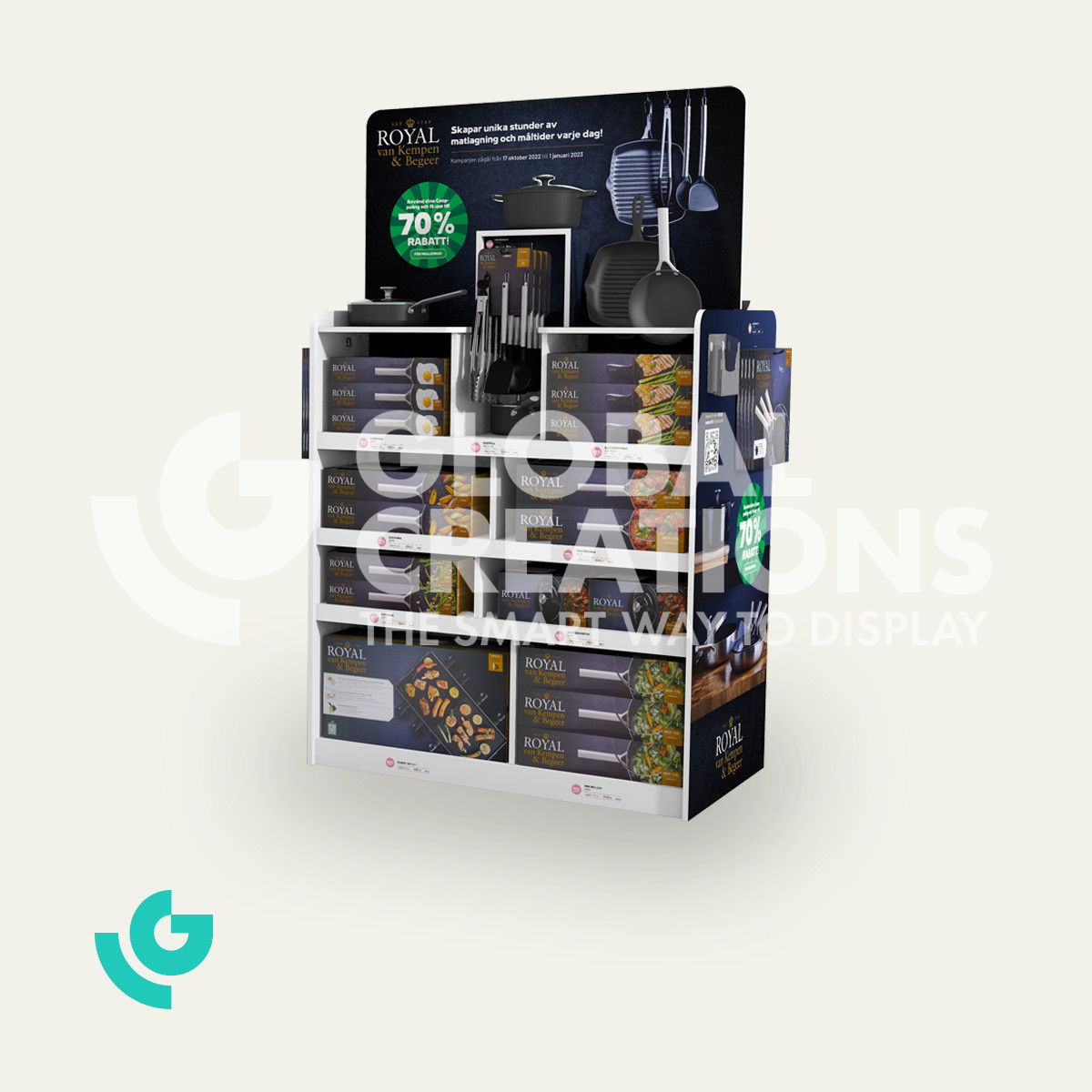Honeycomb cardboard floor displays - pans (0329)