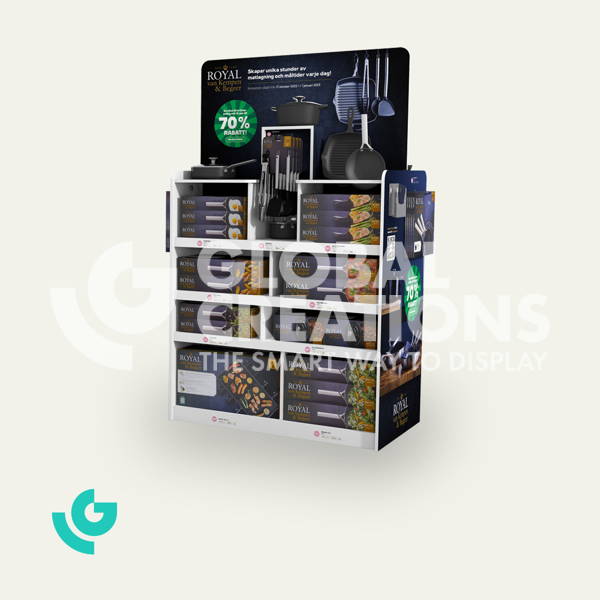 Bodendisplays aus Wabenkarton - Pfannen (0329)