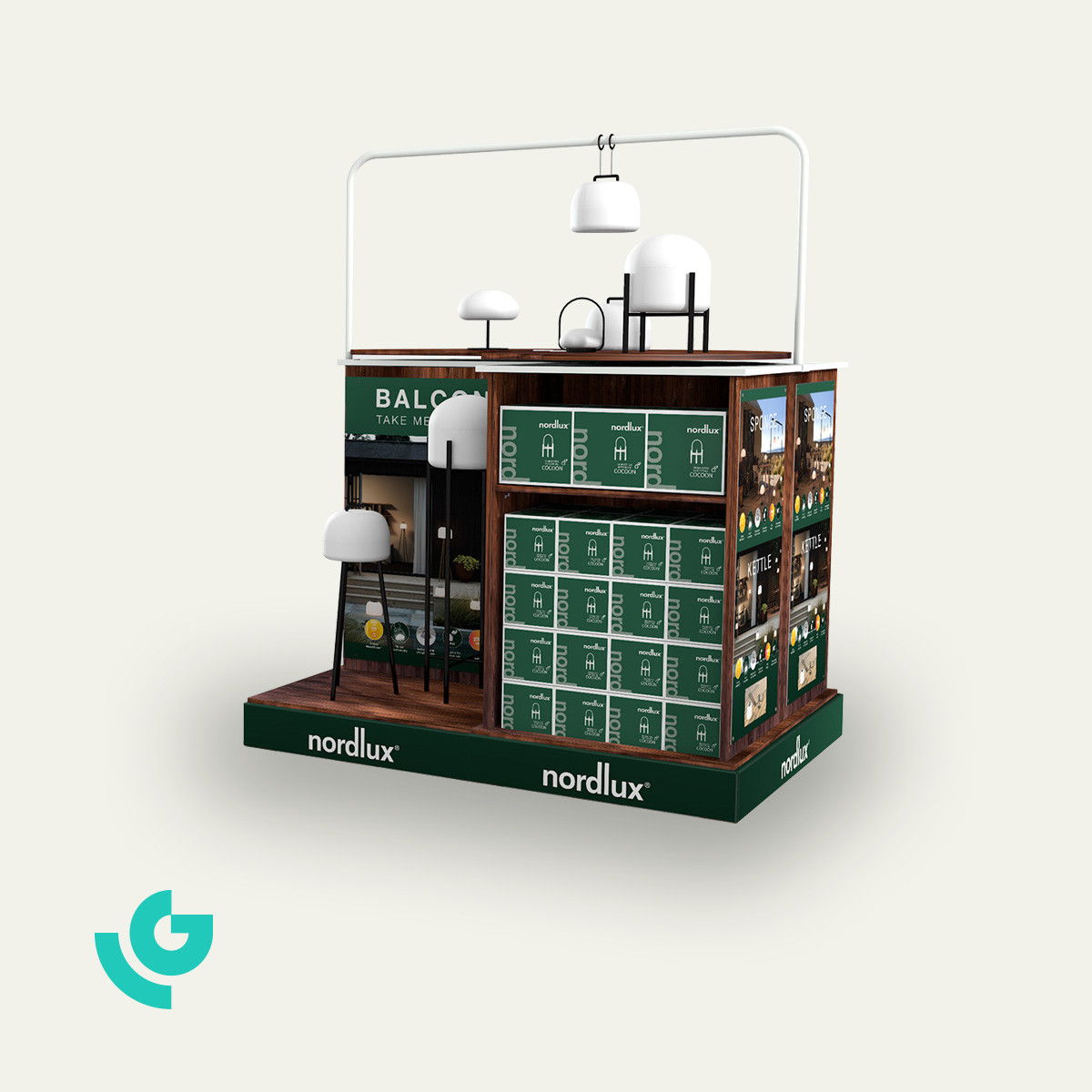 Displays de sol en bois - produits ménagers (0297)