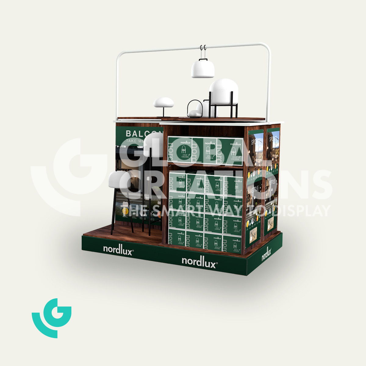 Wooden floor displays - household products (0297)