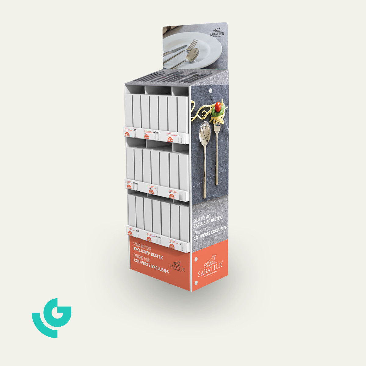 Displays de sol en carton - couverts (0343)