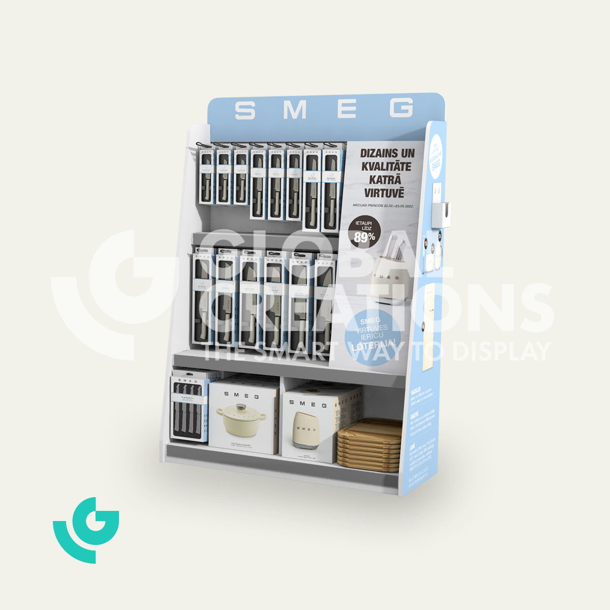 Honeycomb cardboard floor displays - knives (0356)