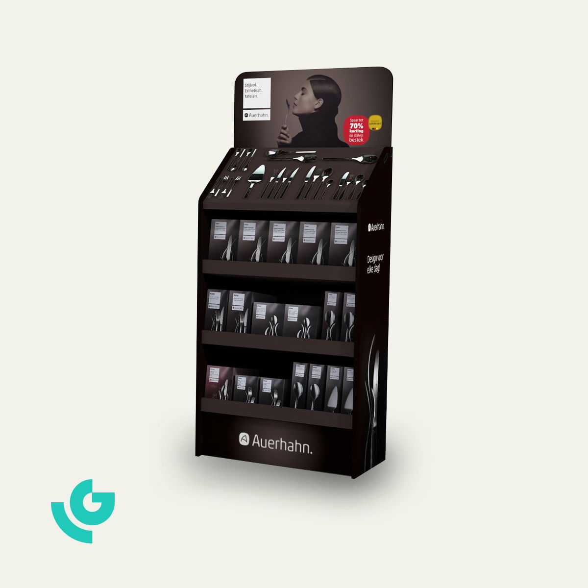 Bodendisplays aus Wabenkarton - Besteck (0142)