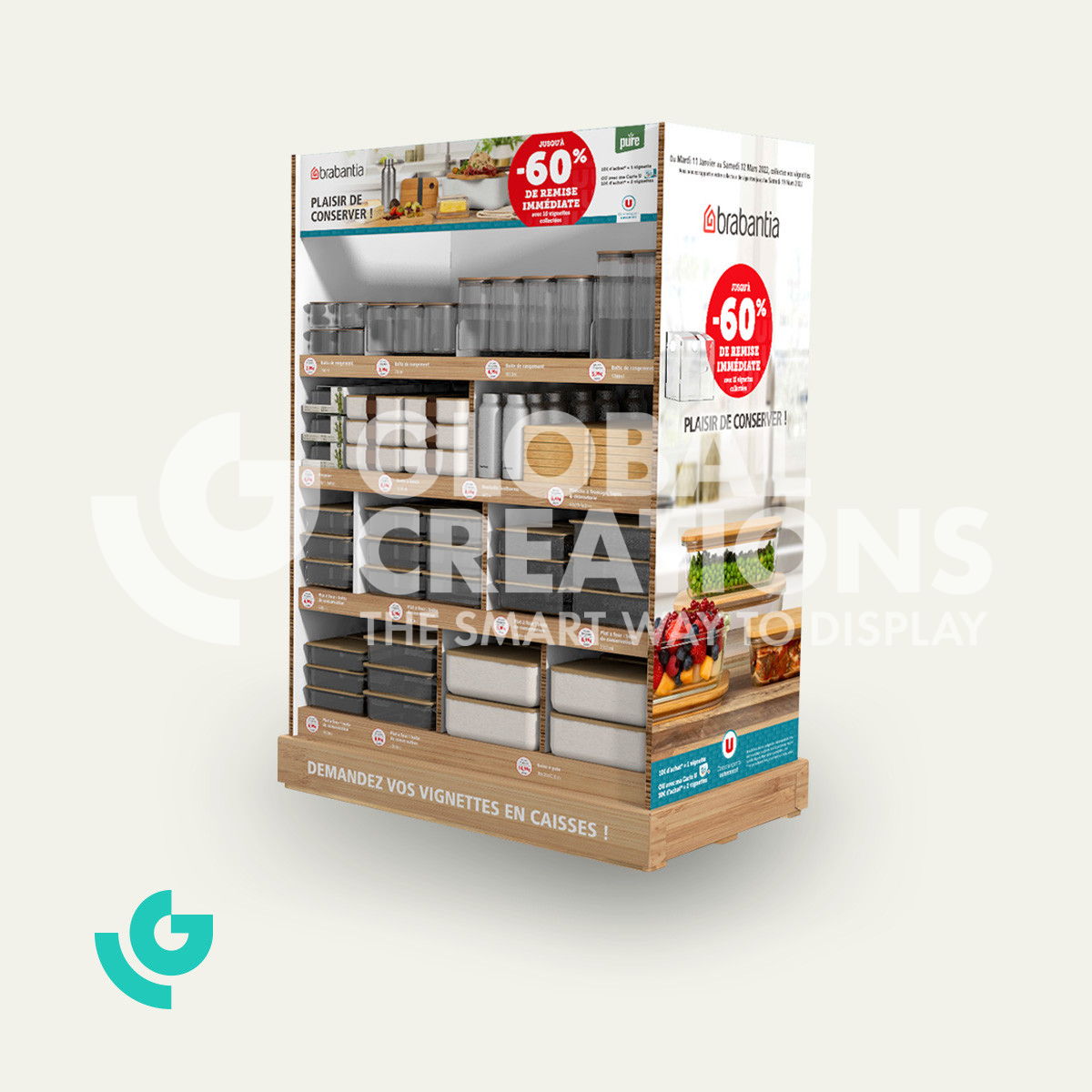 Honeycomb cardboard floor displays - storage items (0380)