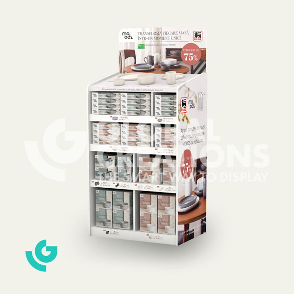 Honeycomb cardboard floor displays - crockery (0277)