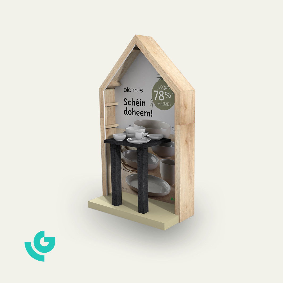 Bodendisplays aus Wabenkarton - Geschirr (0152)