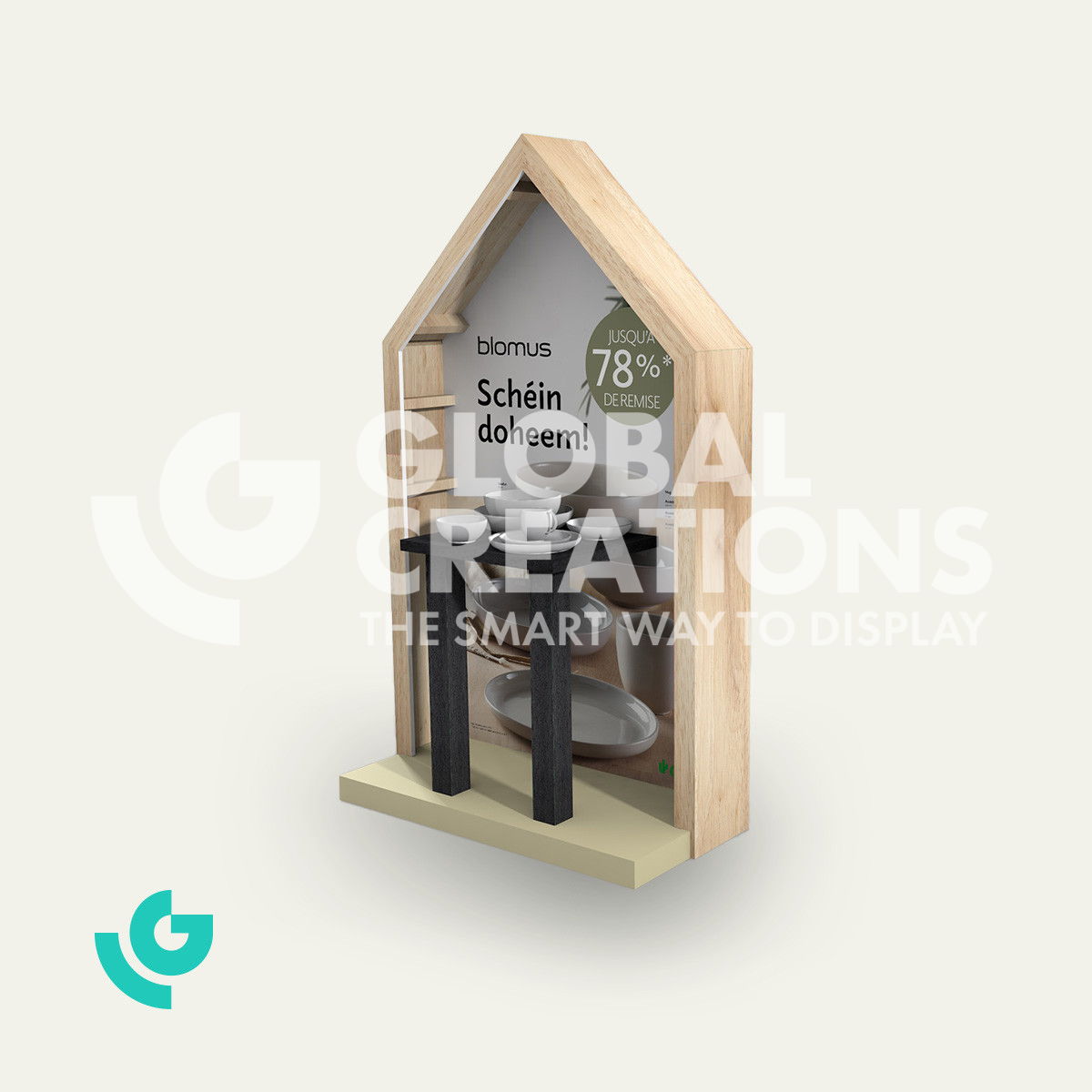 Bodendisplays aus Wabenkarton - Geschirr (0152)