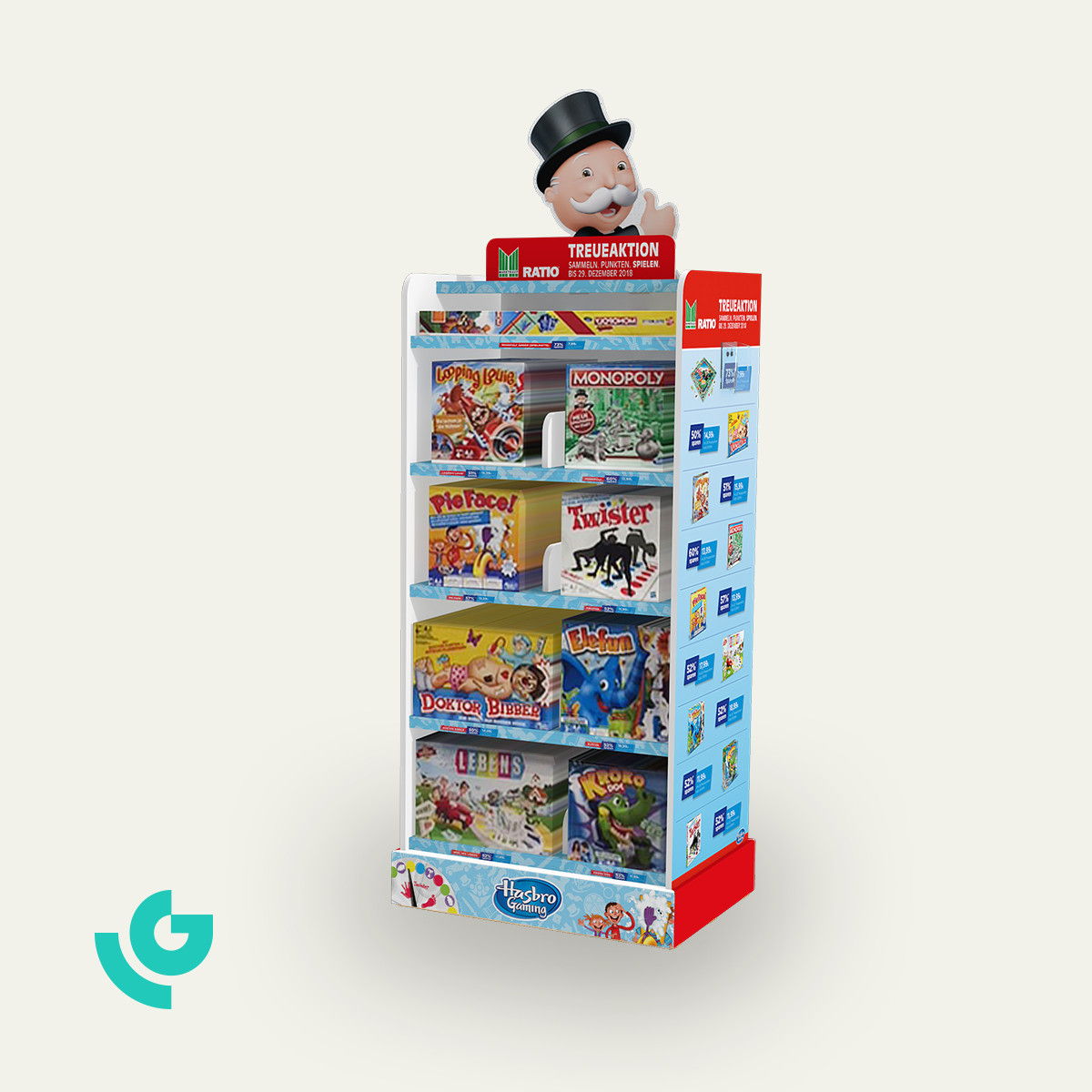 Display de sol en carton alvéolaire - jouets (0048)