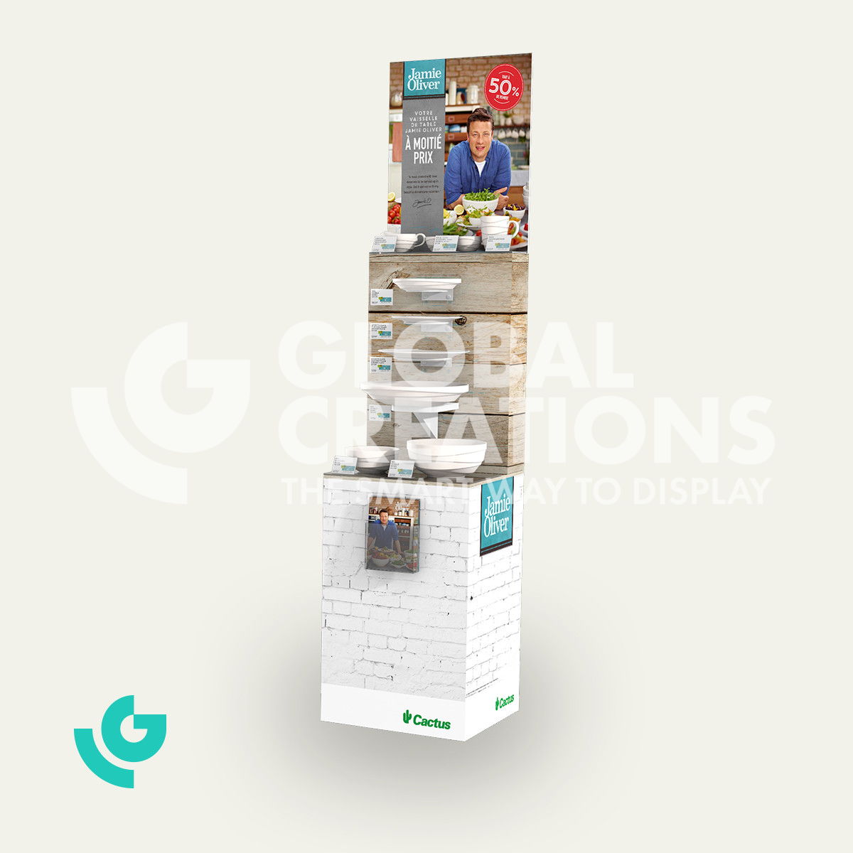 Honeycomb cardboard floor displays - crockery (0005)