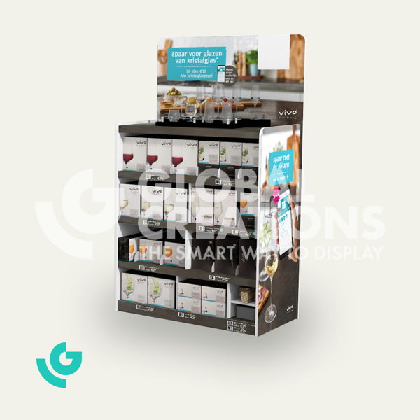 Honeycomb cardboard floor displays - glassware (0416)