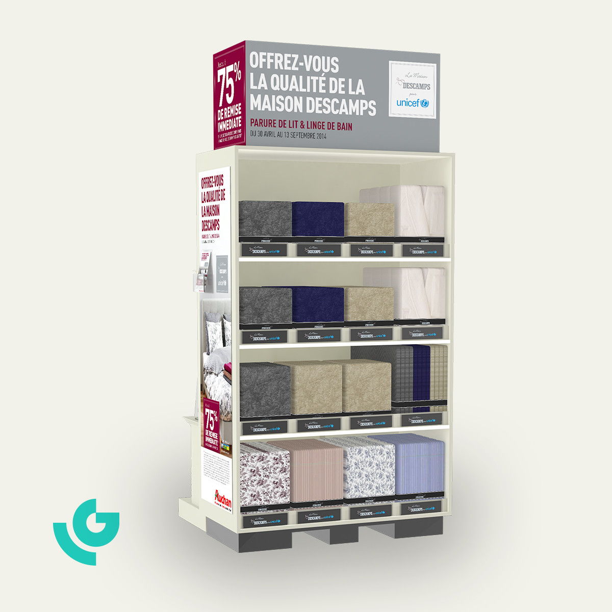 Displays de sol en bois - textile (0087)