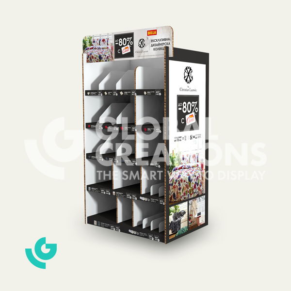 Honeycomb cardboard floor displays - textiles (0148)