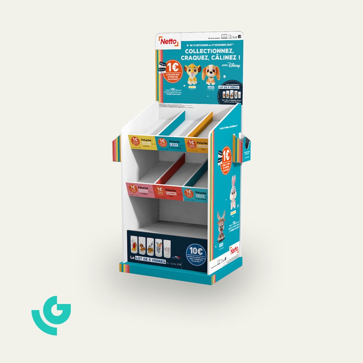 Display de sol en carton alvéolaire - jouets (0293)