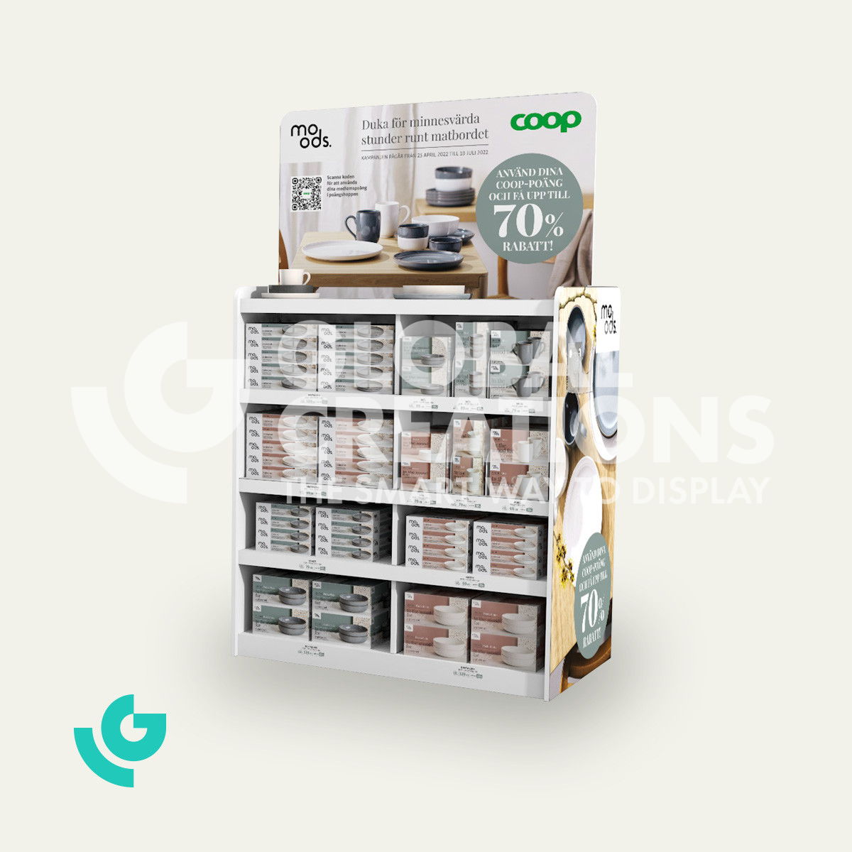 Bodendisplays aus Wabenkarton - Geschirr (0287)