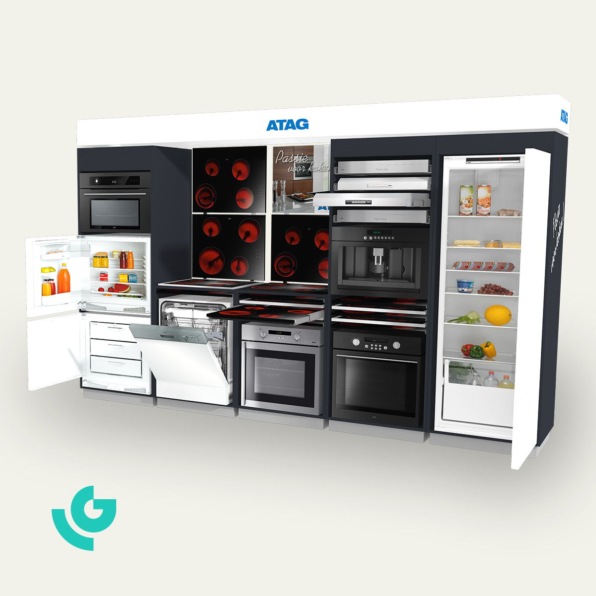 Shop-in-shop en bois - produits bruns (0057)