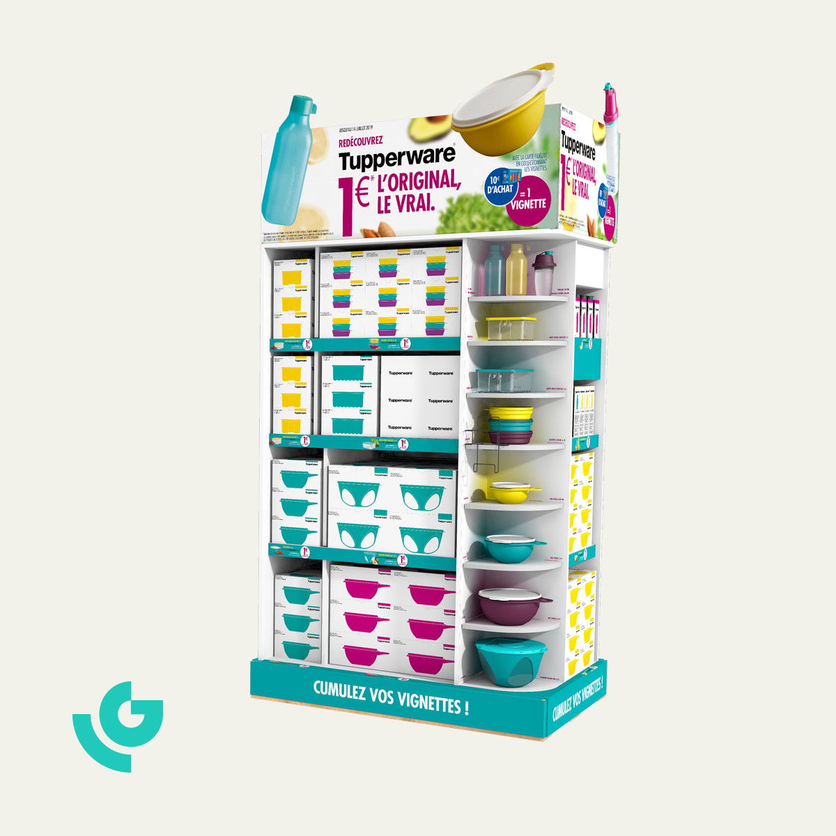 Display de sol en carton alvéolaire - articles de rangement (0051)