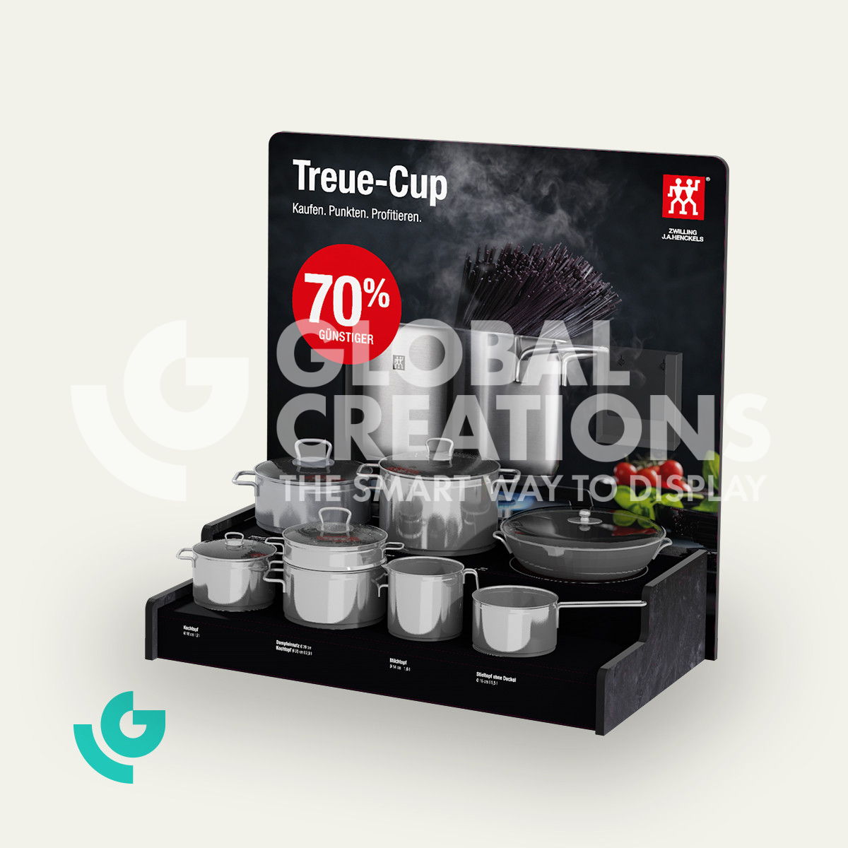 Plastic floor displays - pans (0033)