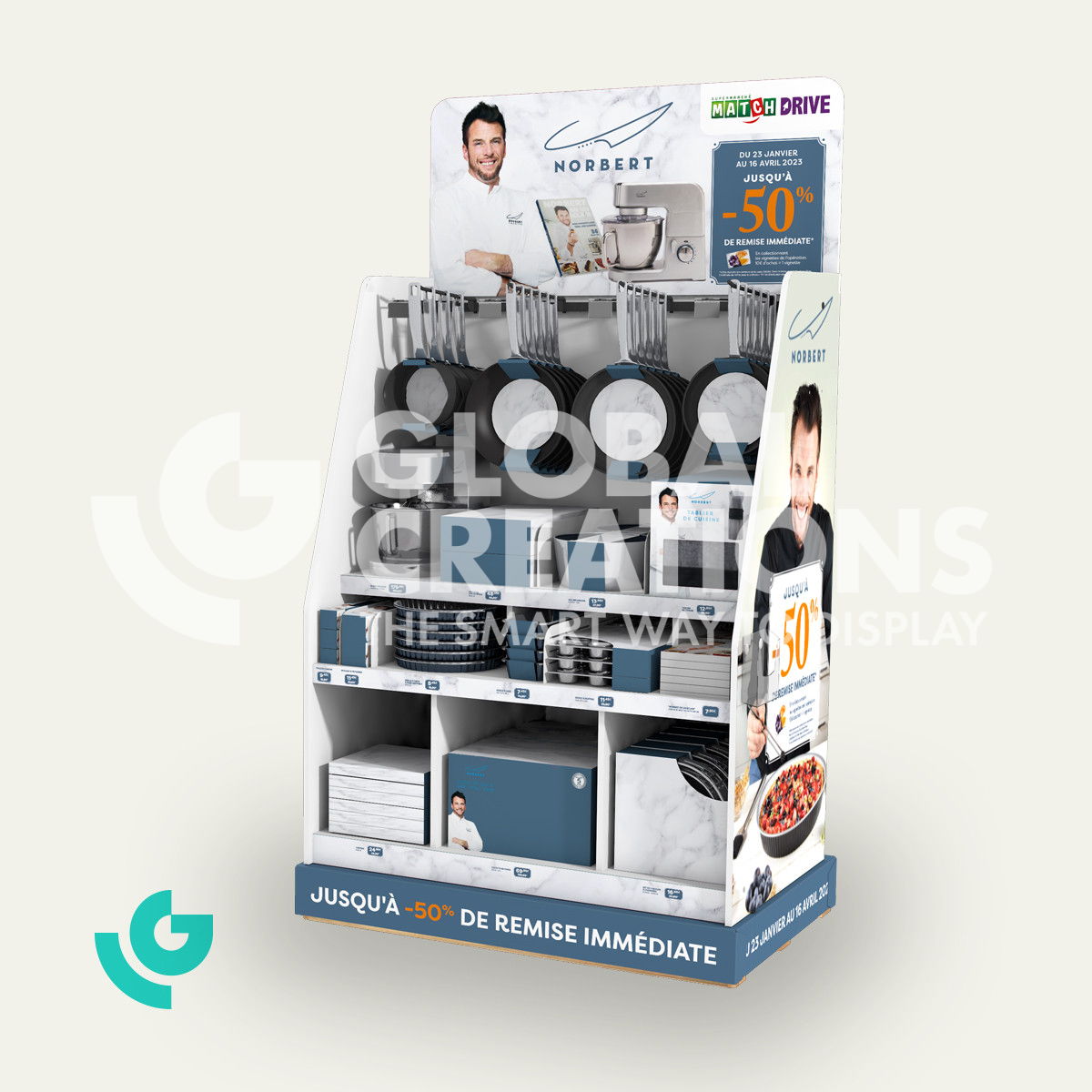 Honeycomb cardboard floor displays - household products (0298)