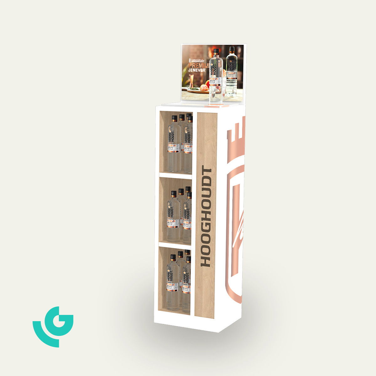 Displays de sol en bois - bouteilles (0021)