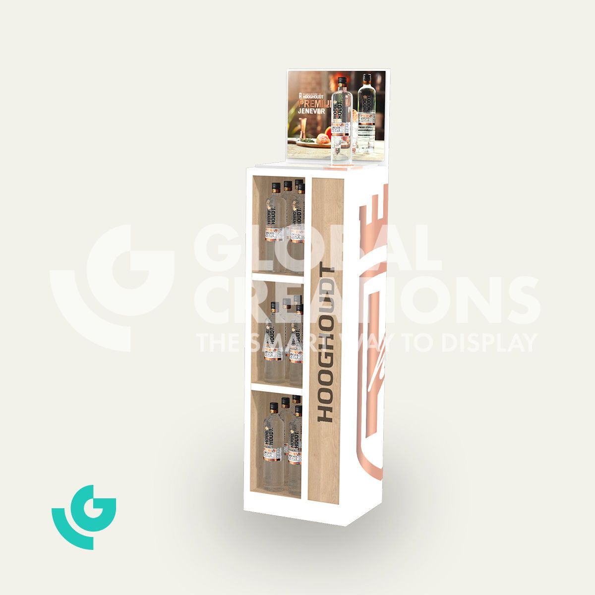 Wooden floor displays - bottles (0021)