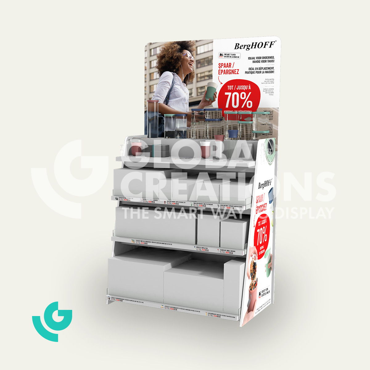 Honeycomb cardboard floor displays - storage items (0030)