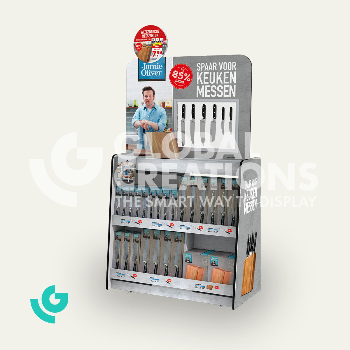 Honeycomb cardboard floor displays - knives (0055)