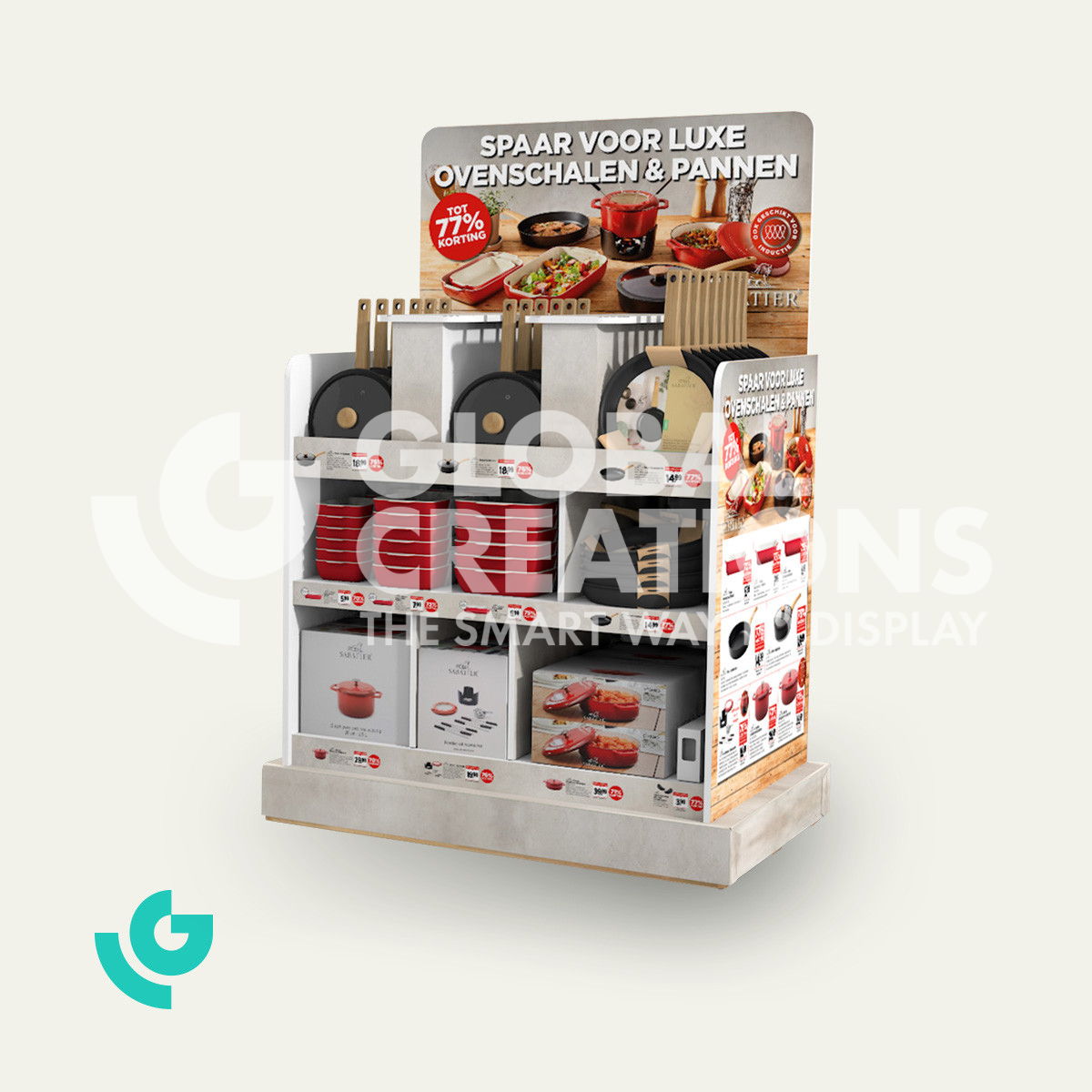 Honeycomb cardboard floor displays - pans (0422)