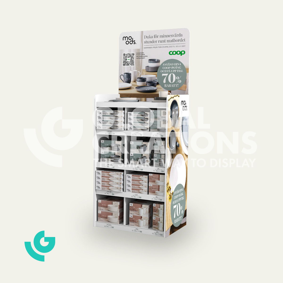Display de sol en carton alvéolaire - services de table (0286)