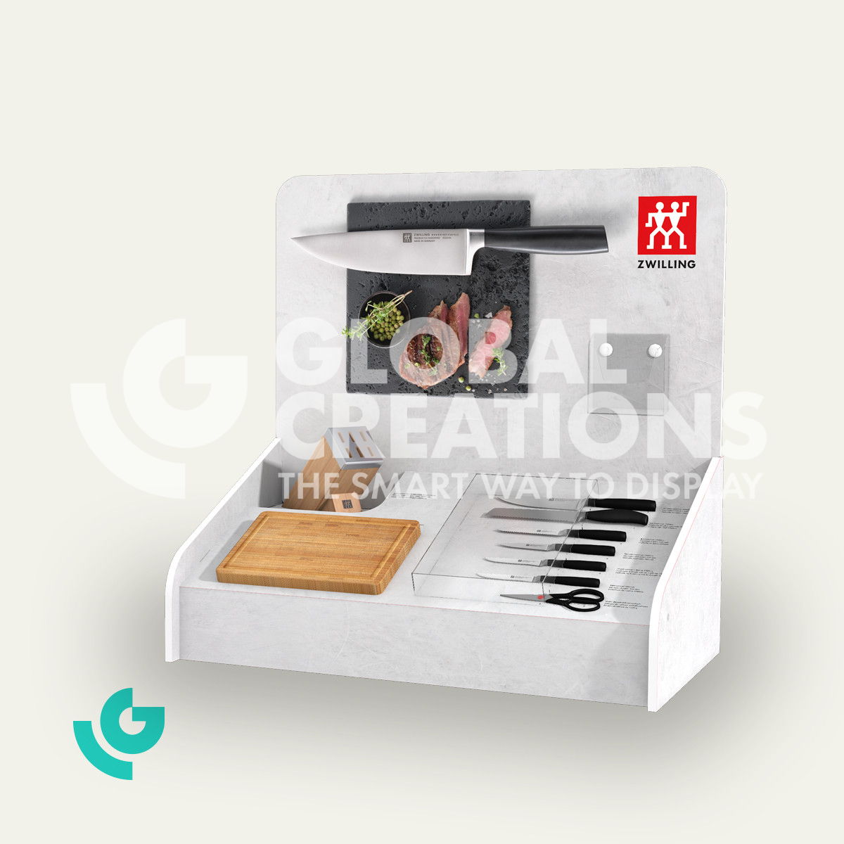 Honeycomb cardboard counter displays - knives (0440)