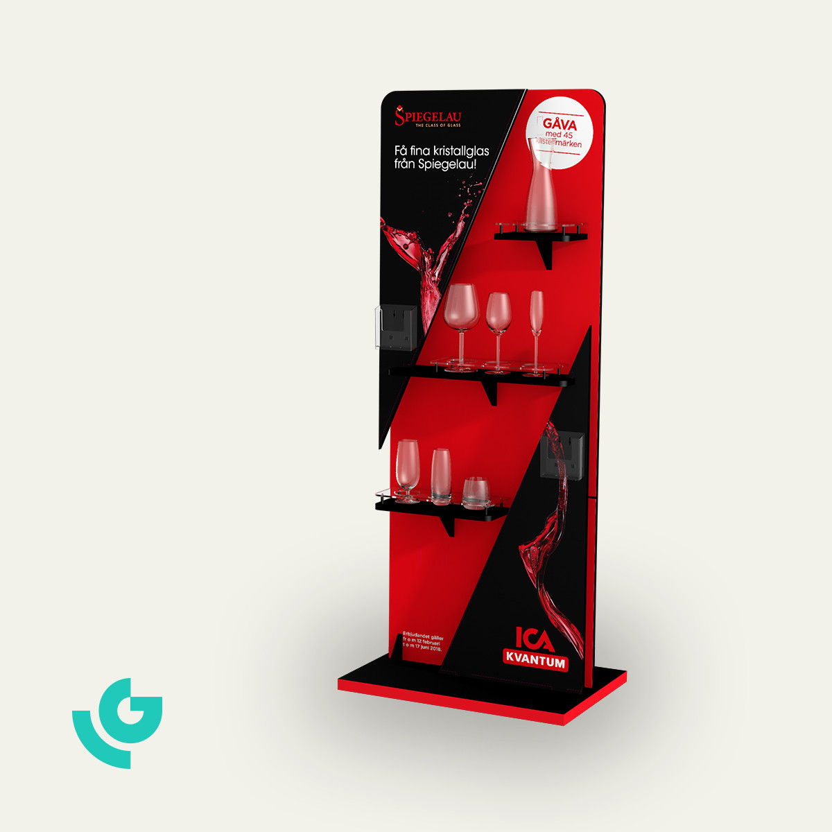 Display de sol en carton alvéolaire - verrerie (0028)