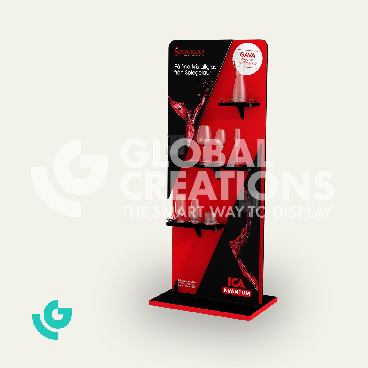 Honeycomb cardboard floor displays - glassware (0028)