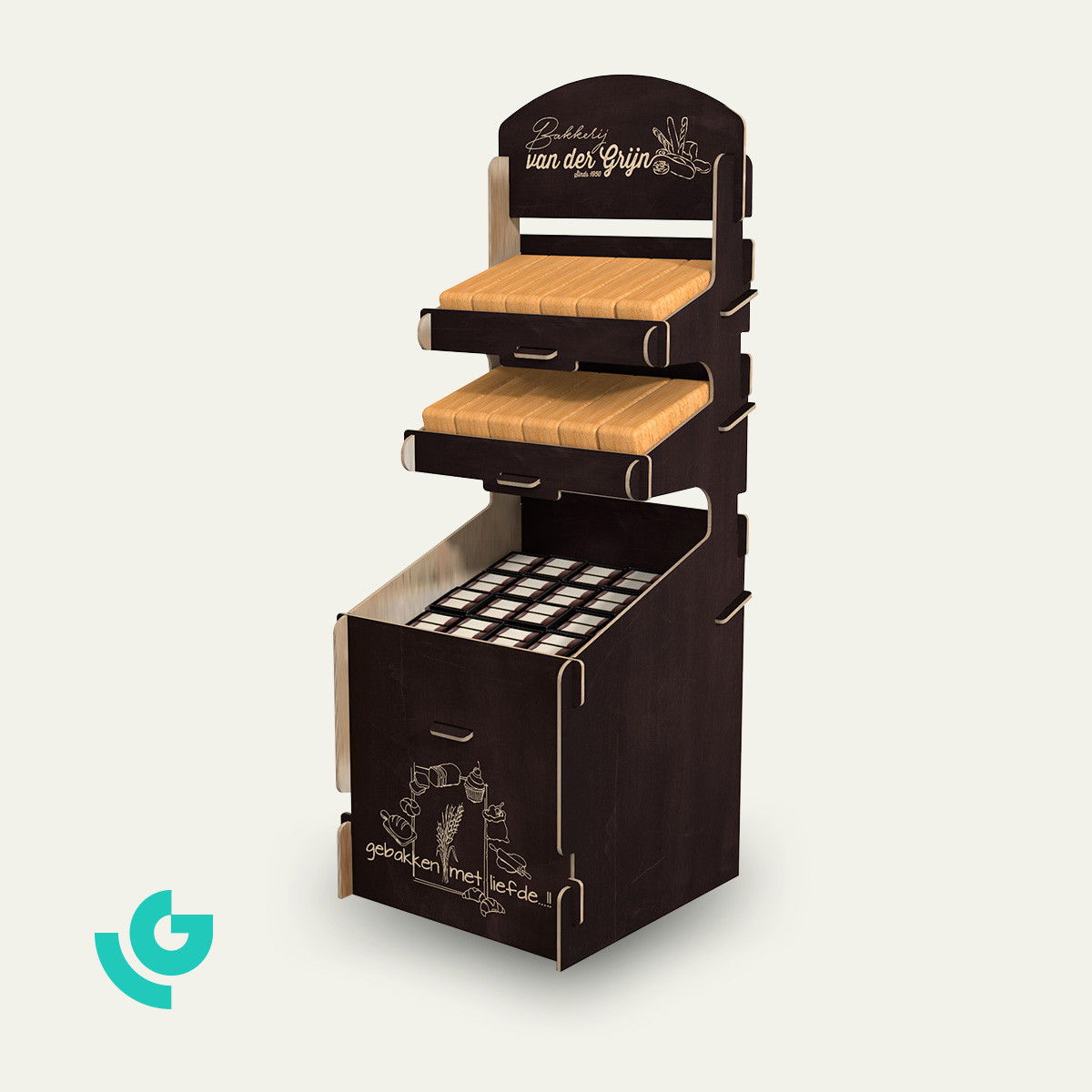 Bodendisplays aus Holz - Lebensmittel (0144)