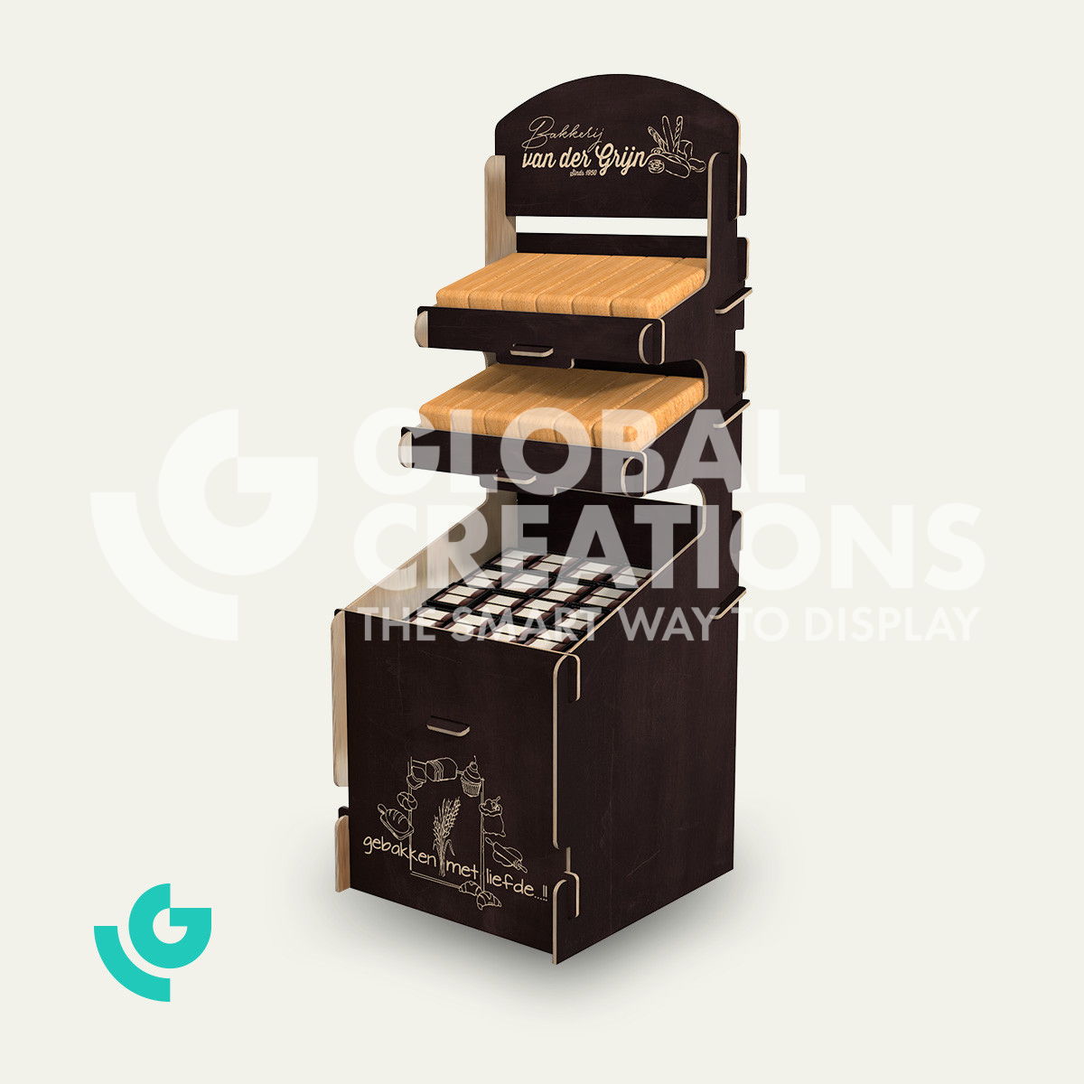 Wooden floor displays - foodstuffs (0144)