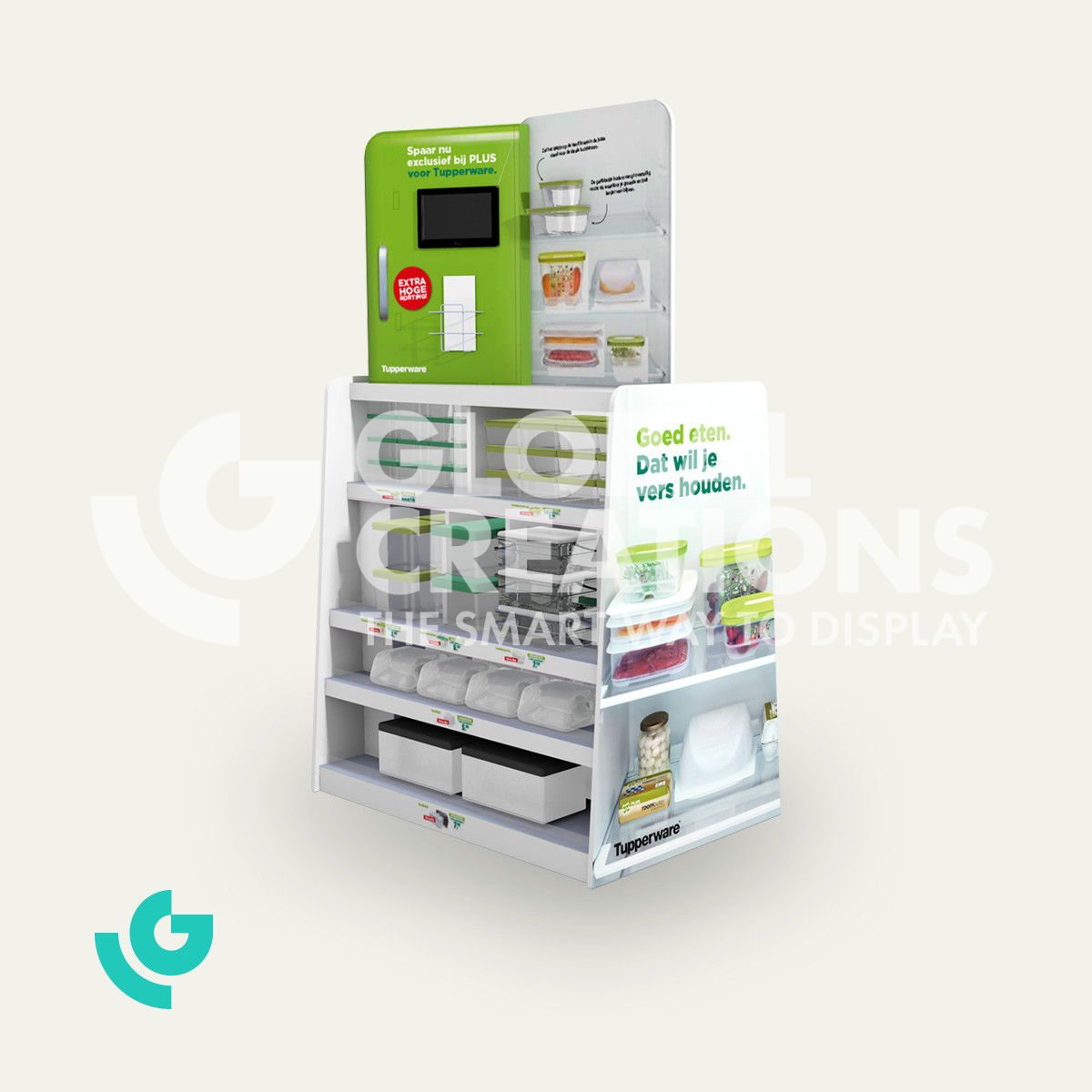 Honeycomb cardboard floor displays - storage items (0310)