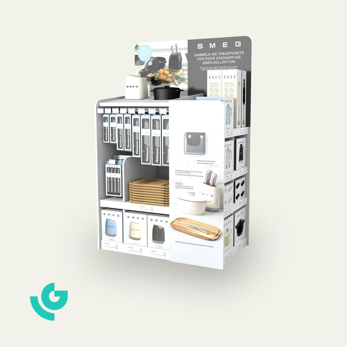 Display de sol en carton alvéolaire - couteaux (0355)