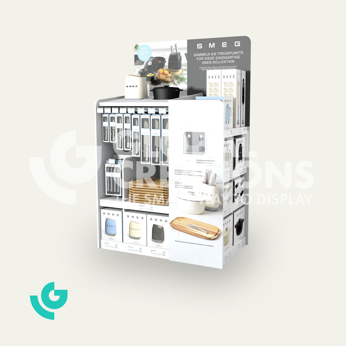 Honeycomb cardboard floor displays - knives (0355)
