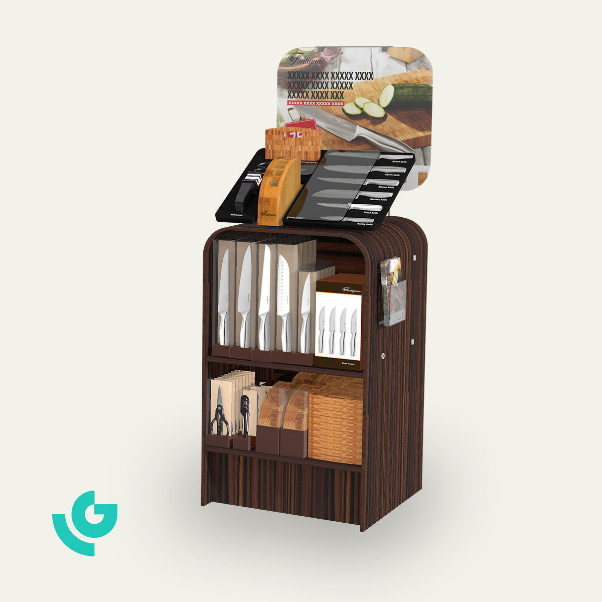 Displays de sol en bois - couteaux (0127)