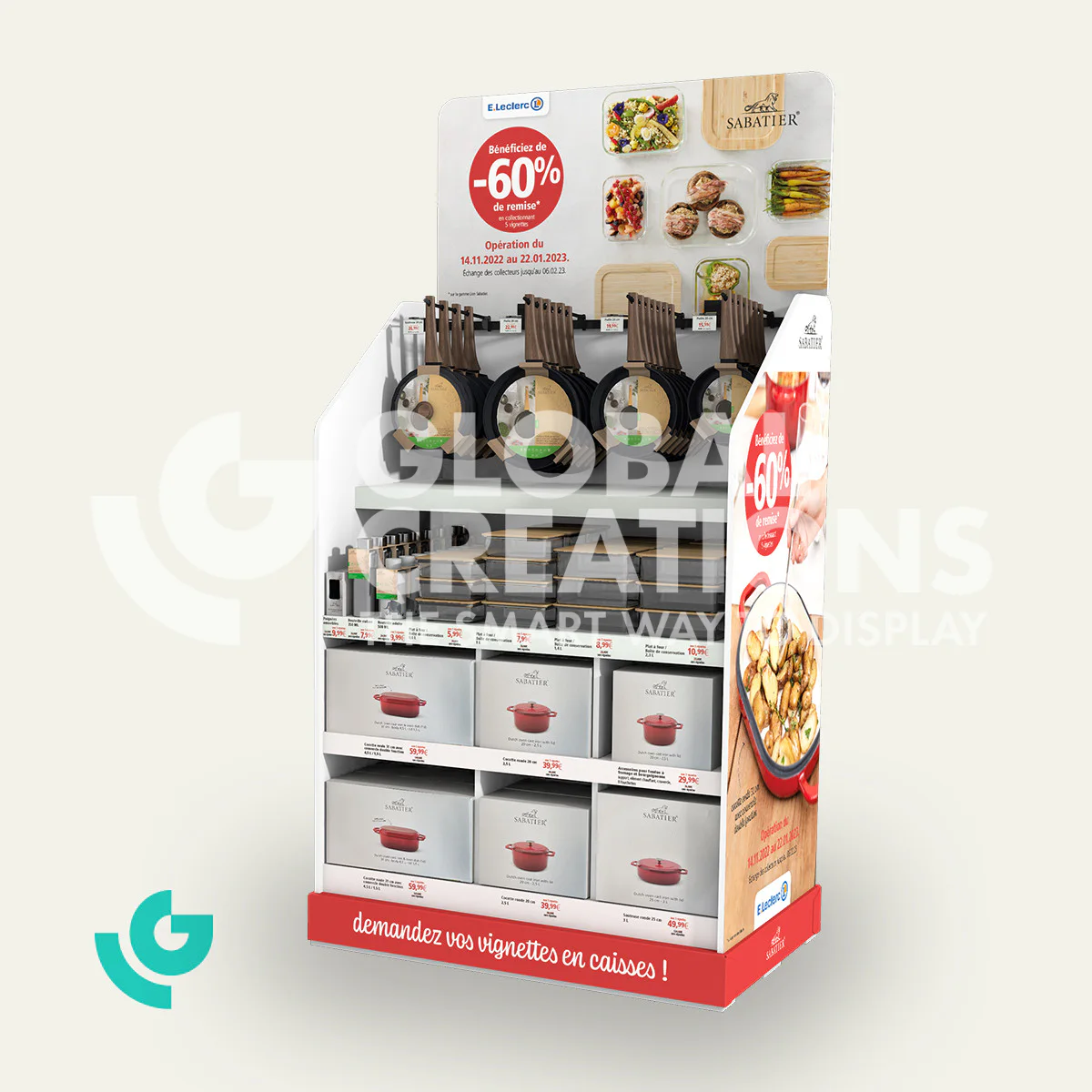 Honeycomb cardboard floor displays - pans (0339)