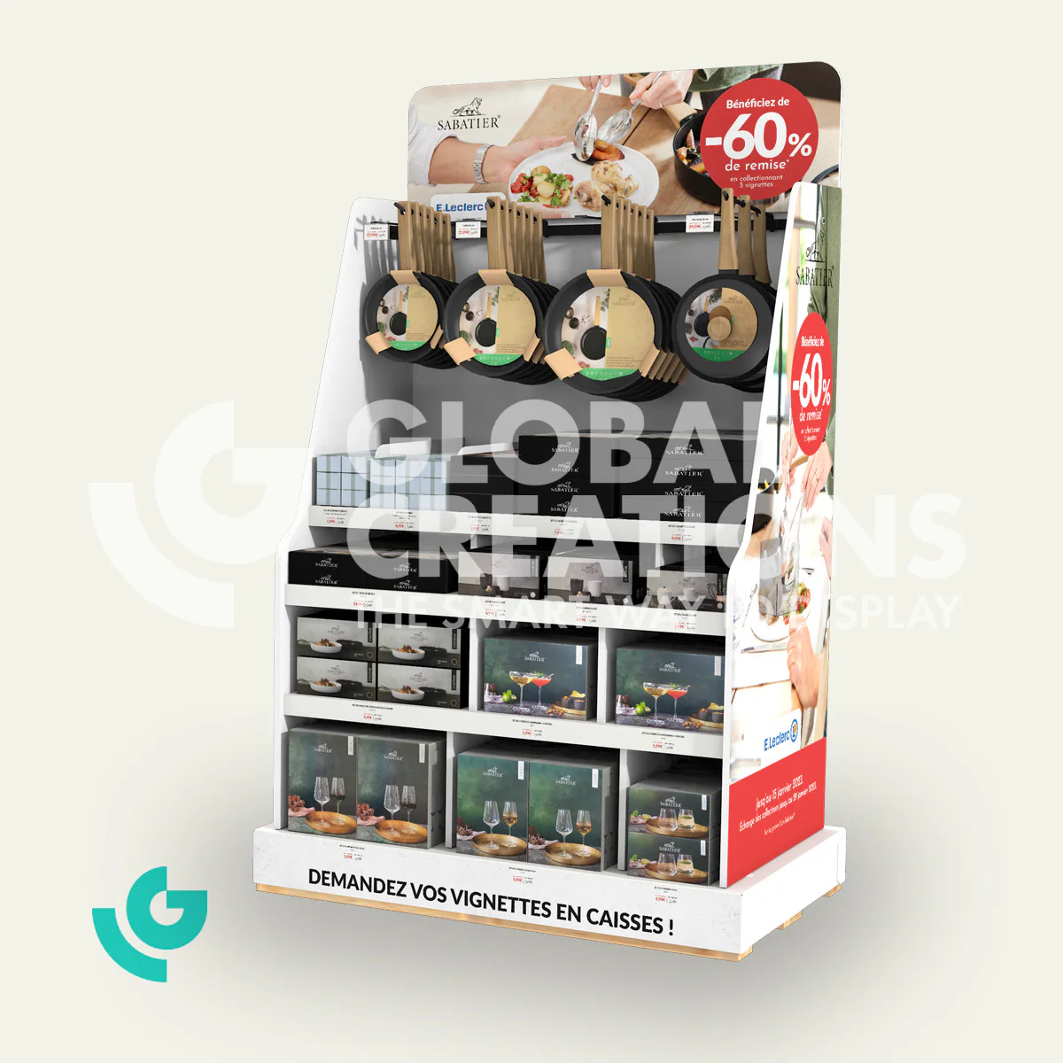 Honeycomb cardboard floor displays - crockery (0341)