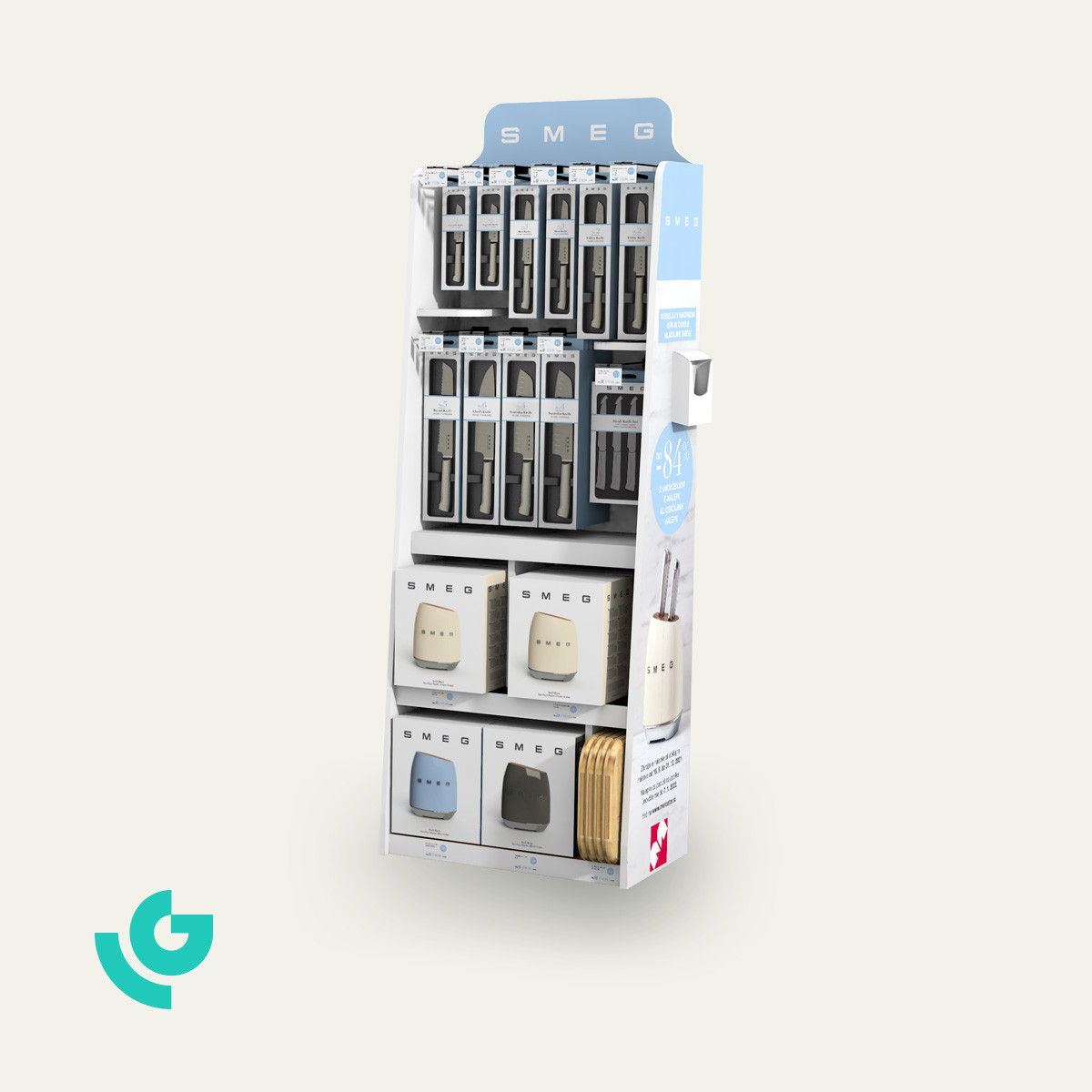 Display de sol en carton alvéolaire - couteaux (0357)