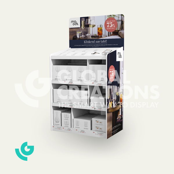 Honeycomb cardboard floor displays - glassware (0283)