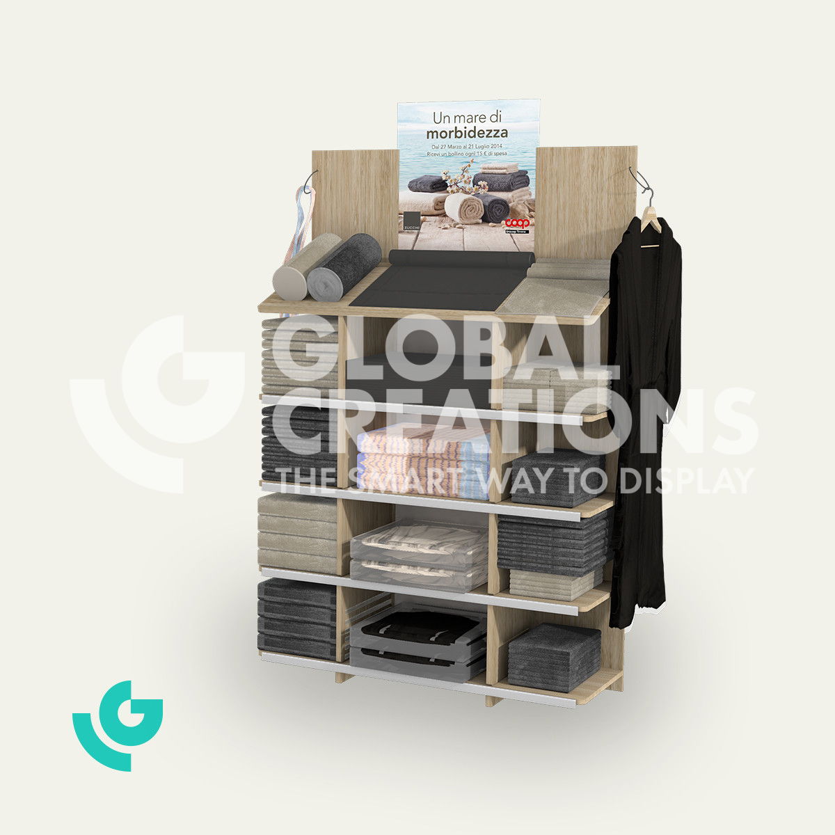 Wooden floor displays - textiles (0090)