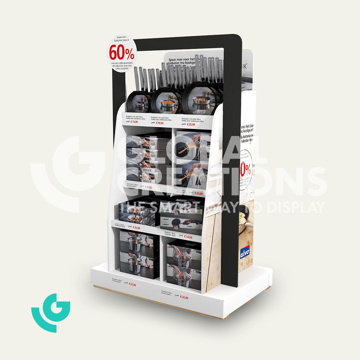 Honeycomb cardboard floor displays - pans (0138)