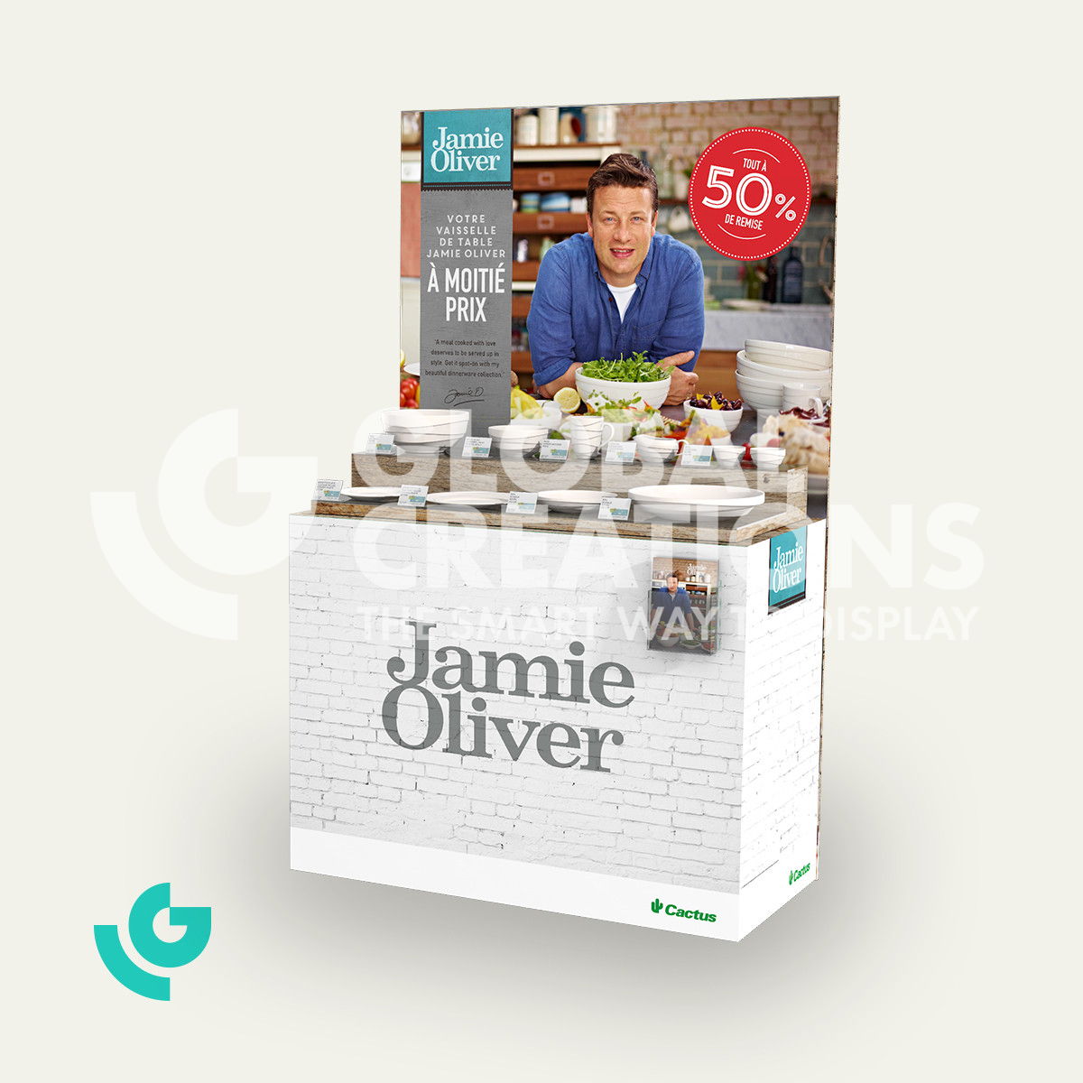 Honeycomb cardboard floor displays - crockery (0004)
