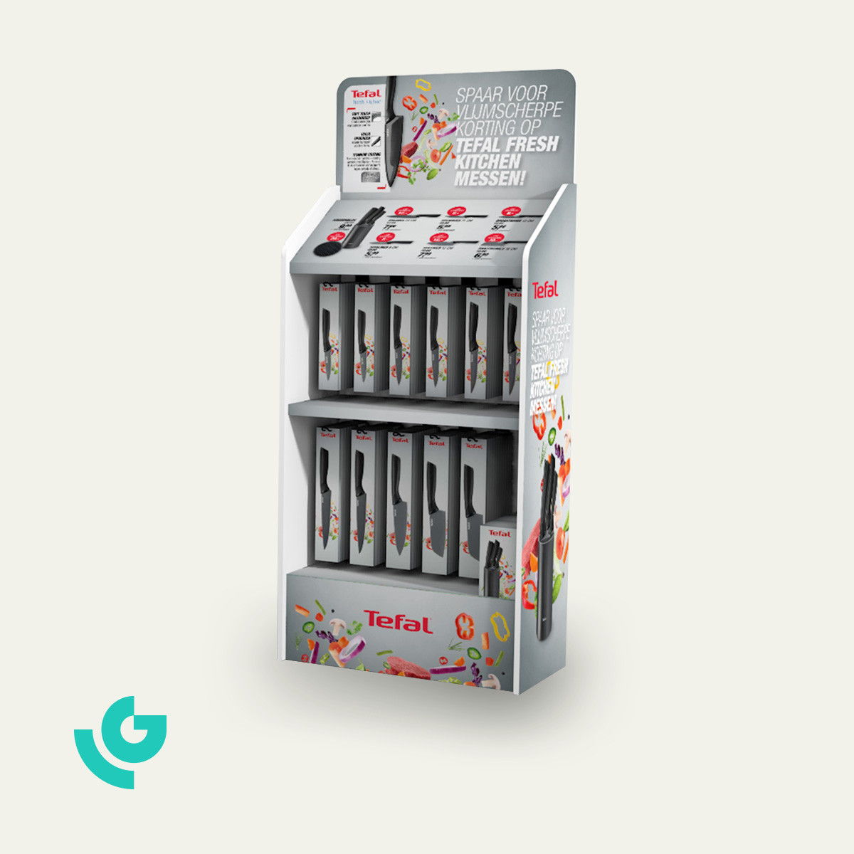 Display de sol en carton alvéolaire - couteaux (0388)