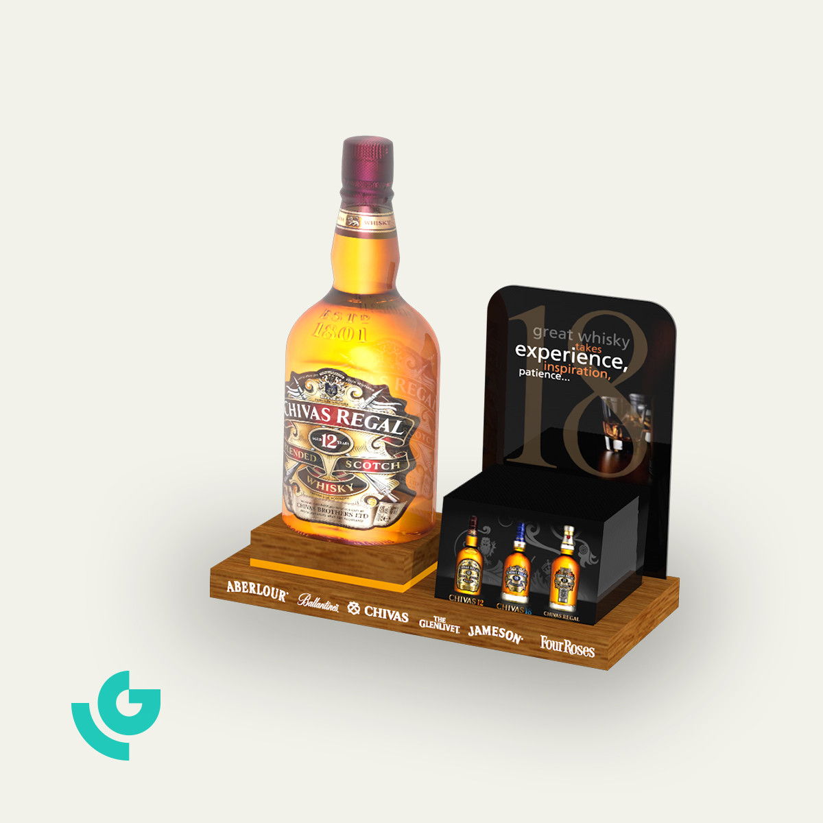 Displays de comptoir en bois - bouteilles (0075)