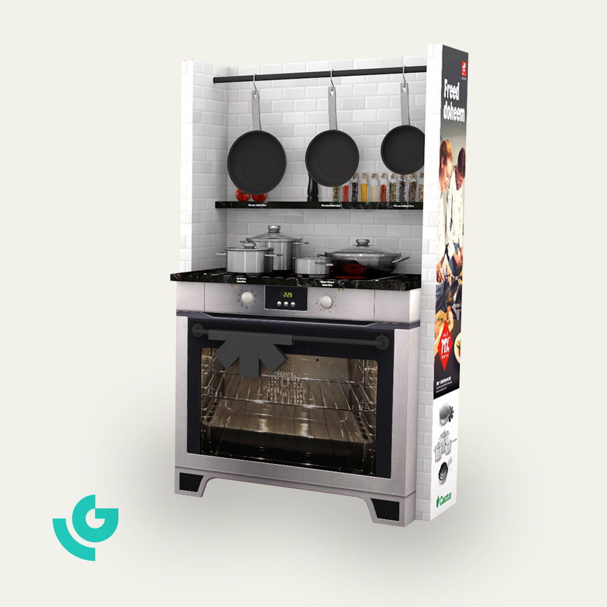 Display de sol en carton alvéolaire - casseroles (0439)